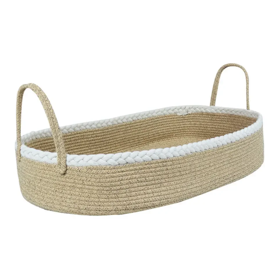 Recém-nascido Mudando Cesta com Mat, Baby Carry Basket, Decoração Do Berçário Boho, Mudando Topper De Mesa, Corda De Algodão