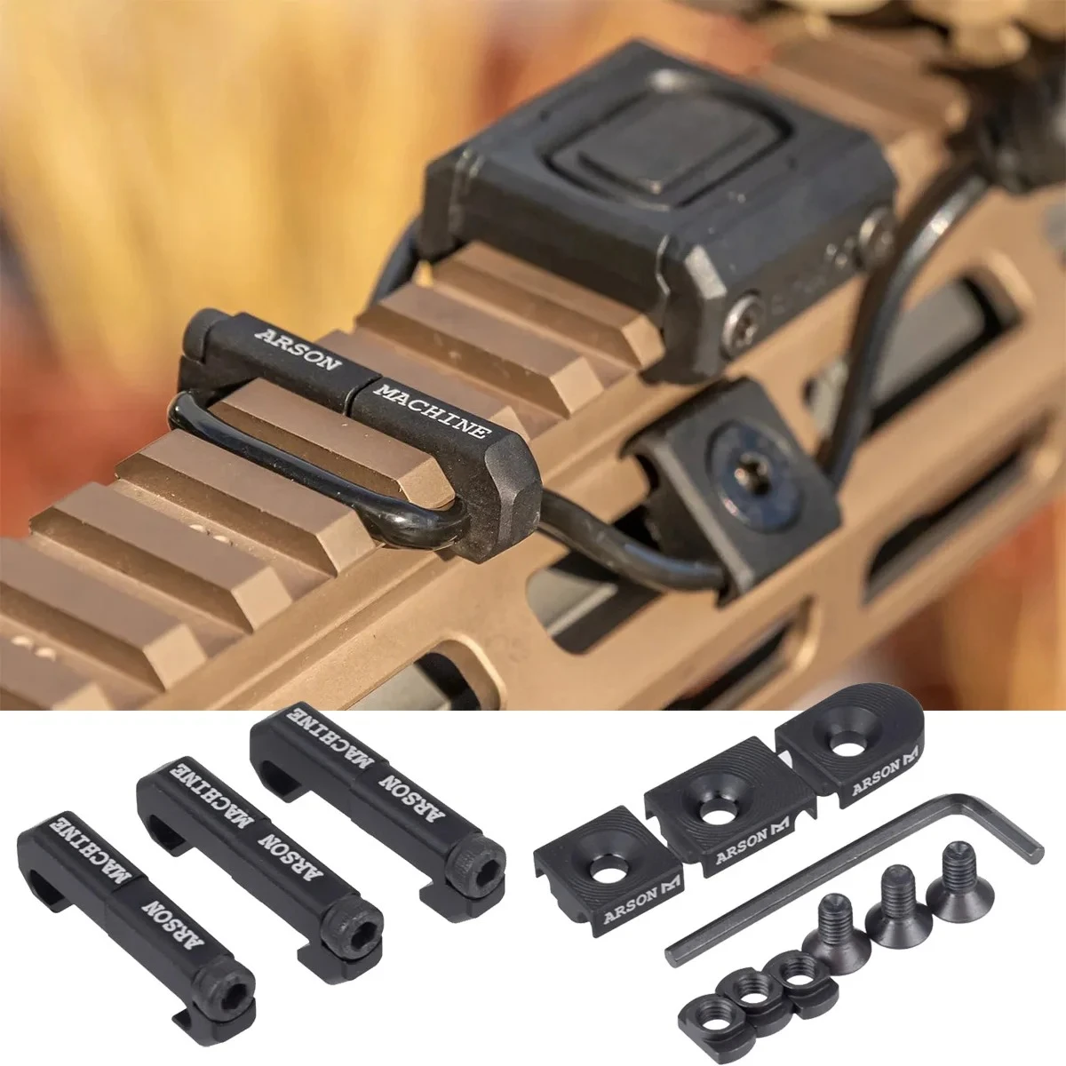 3 шт./компл., тактическая машина Arson, система кабелей MLOK WireGuide для SureFire M300 M600 PEQ, переключатель фонарика, зажим для кабеля