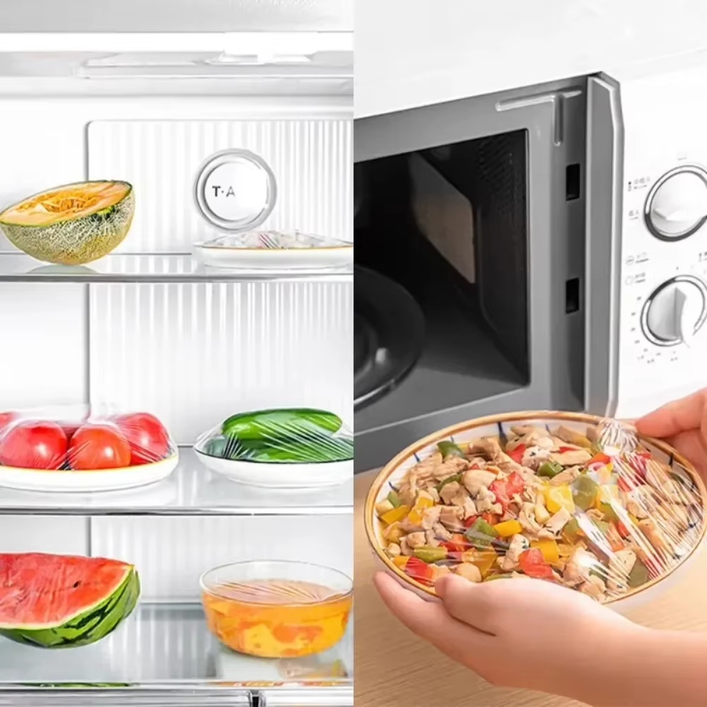 100 Uds cubierta de película adhesiva bolsa adhesiva boca elástica película adhesiva para el hogar cubierta adhesiva desechable colorida cubierta adhesiva alimentos