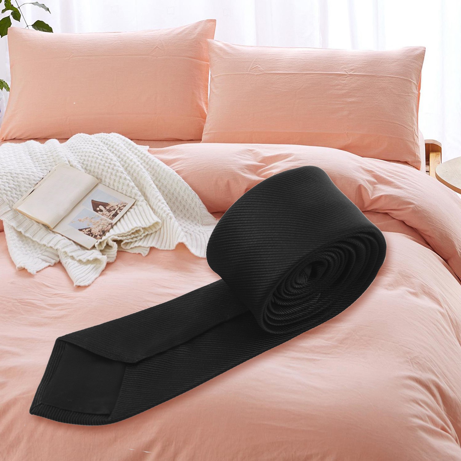 2 "breites Muster selbst binden dünne Krawatte schwarz für