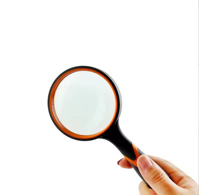 Round silicone handheld 10x high-definition magnifying glass for elderly and children observation reading identification tool