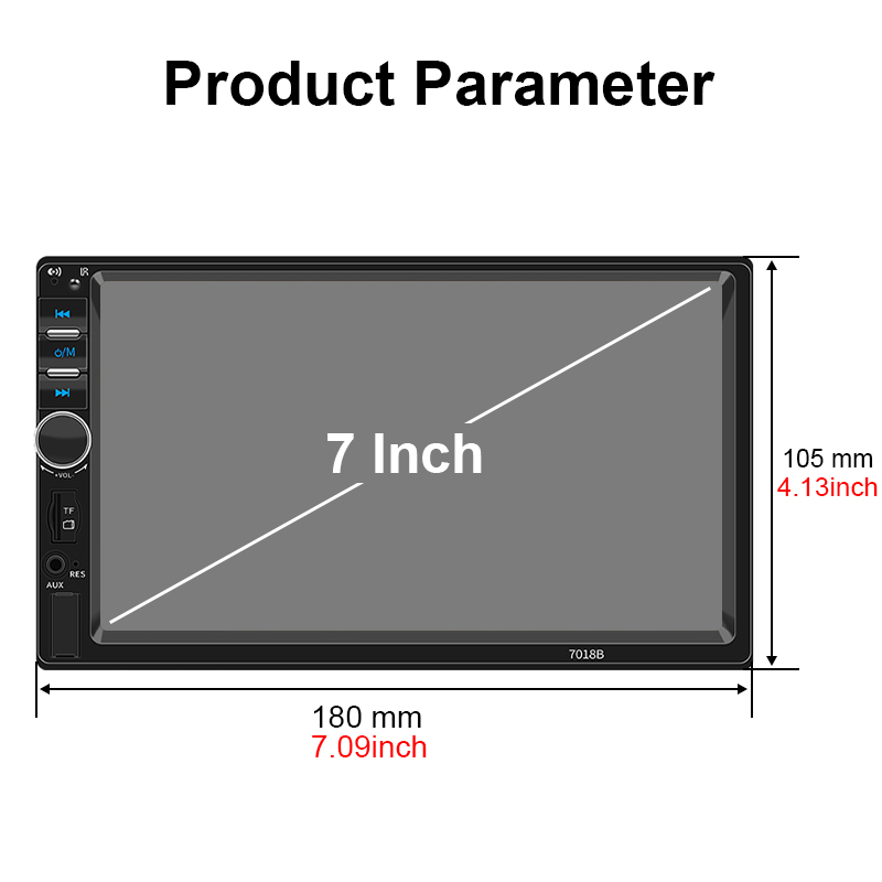 Hippcron 7 "autoradio 1 Din multimediaspeler Ondersteuning Carplay Android Auto HD touchscreen FM AUX-ingang BT Mirror Link TF-kaart
