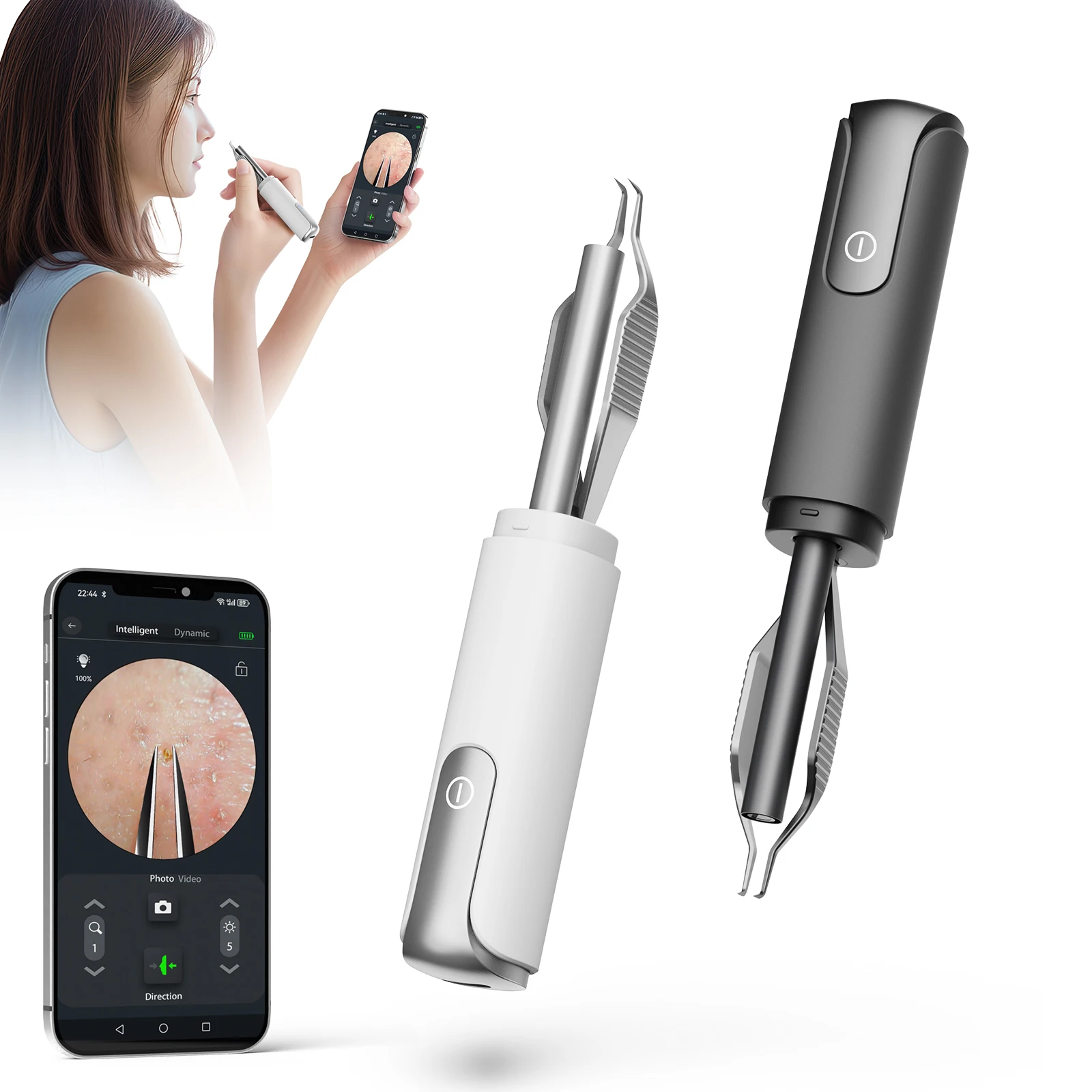 Pinzas para eliminar espinillas, acné y espinillas con cámara 1080p, precisión definitiva: pinzas con cámara: ¡perfecta para tareas delicadas! -