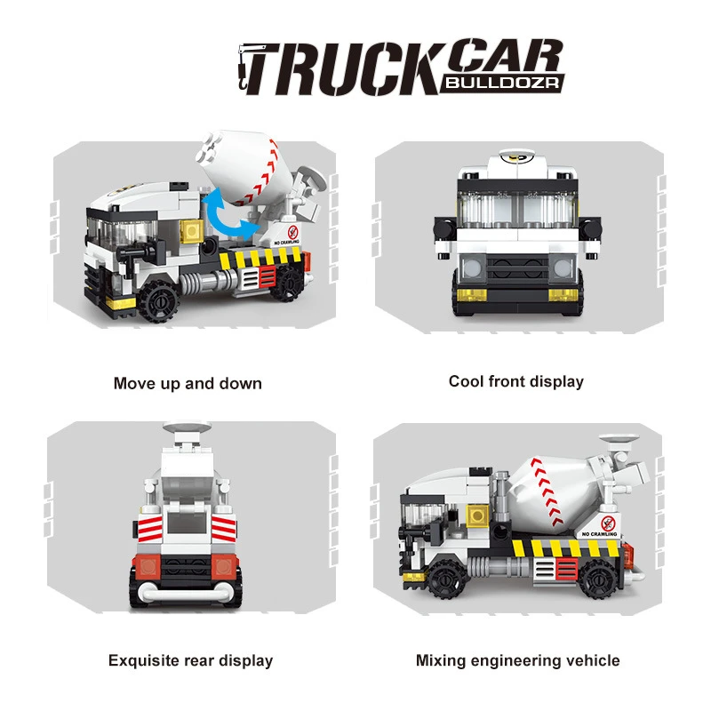 ใหม่ Heavy วิศวกรรมเครื่องผสมซีเมนต์ Fire Engine MINI Loader รถบรรทุกรถตํารวจคลาสสิกรุ่น Building Blocks ชุดอิฐของเล่น City