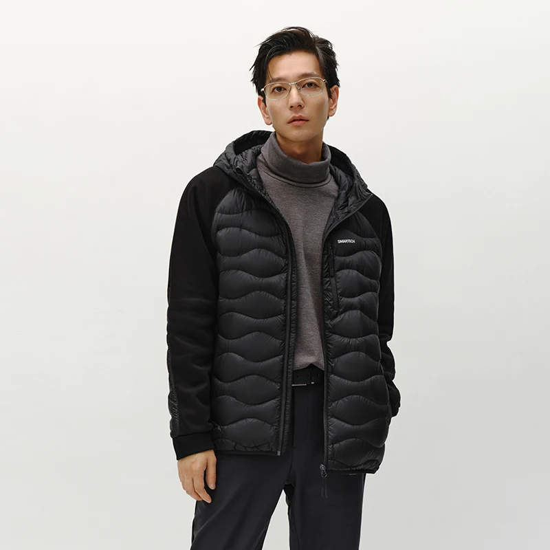 Semir jaqueta masculina leve com capuz outerwear repelente de água calor-gerenciamento antibacteriano 2025 inverno novo bloco de cores