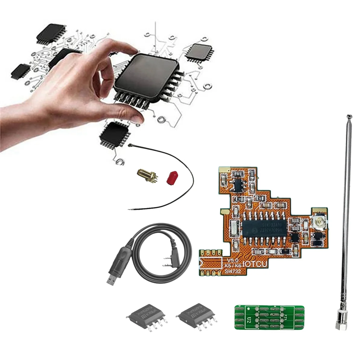 BABQ SI4732 V5.0 Modulo FPC + Chip 2x2M + Kit completo di antenna Multi System per Quansheng UVK5 UVK6 HF Ricezione a banda intera a onde corte