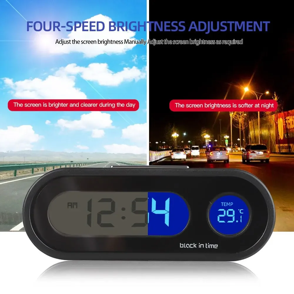 Mini elektronische autoklok Tijdhorloge Auto Dashboard Klokken Lichtgevende thermometer LCD-achtergrondverlichting Digitaal display Auto-accessoires