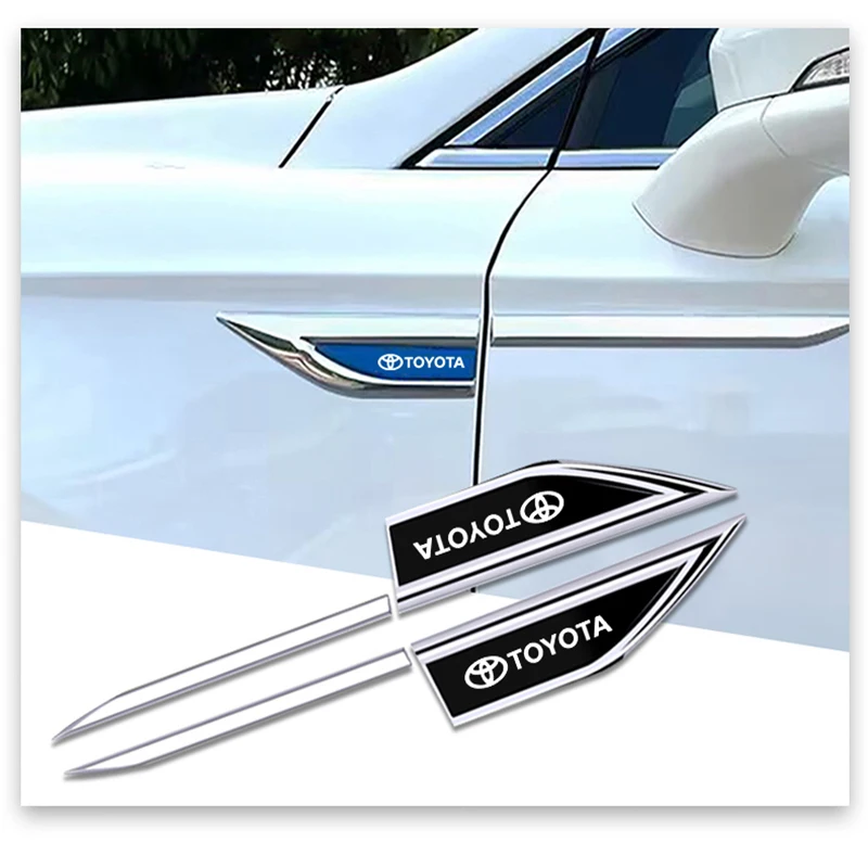 Insignia de Metal para guardabarros de coche, pegatinas decorativas, accesorios para Toyota Corolla Yaris Aygo Prius CHR Camry Auris Avensis, 2 uds.