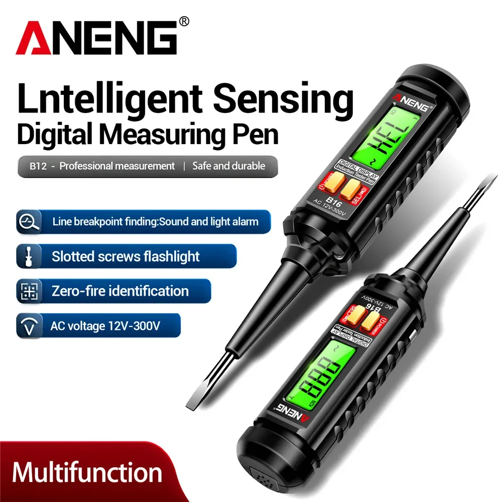 ANENG B16 pluma medidora Digital de detección inteligente sin contacto 12V-300V Detector de voltaje NCV herramientas medidoras de puntería de voltaje
