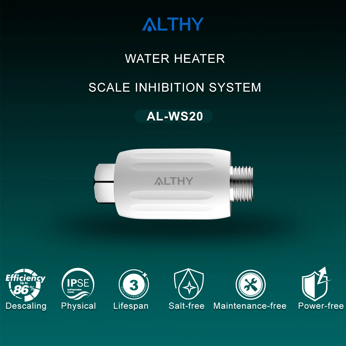 ALTHY IPSE Terminal Scale ยับยั้ง Water Softener System Descaler Anti Limescale & Hard Water สําหรับเครื่องทําน้ําอุ่นฝักบัวกรอง