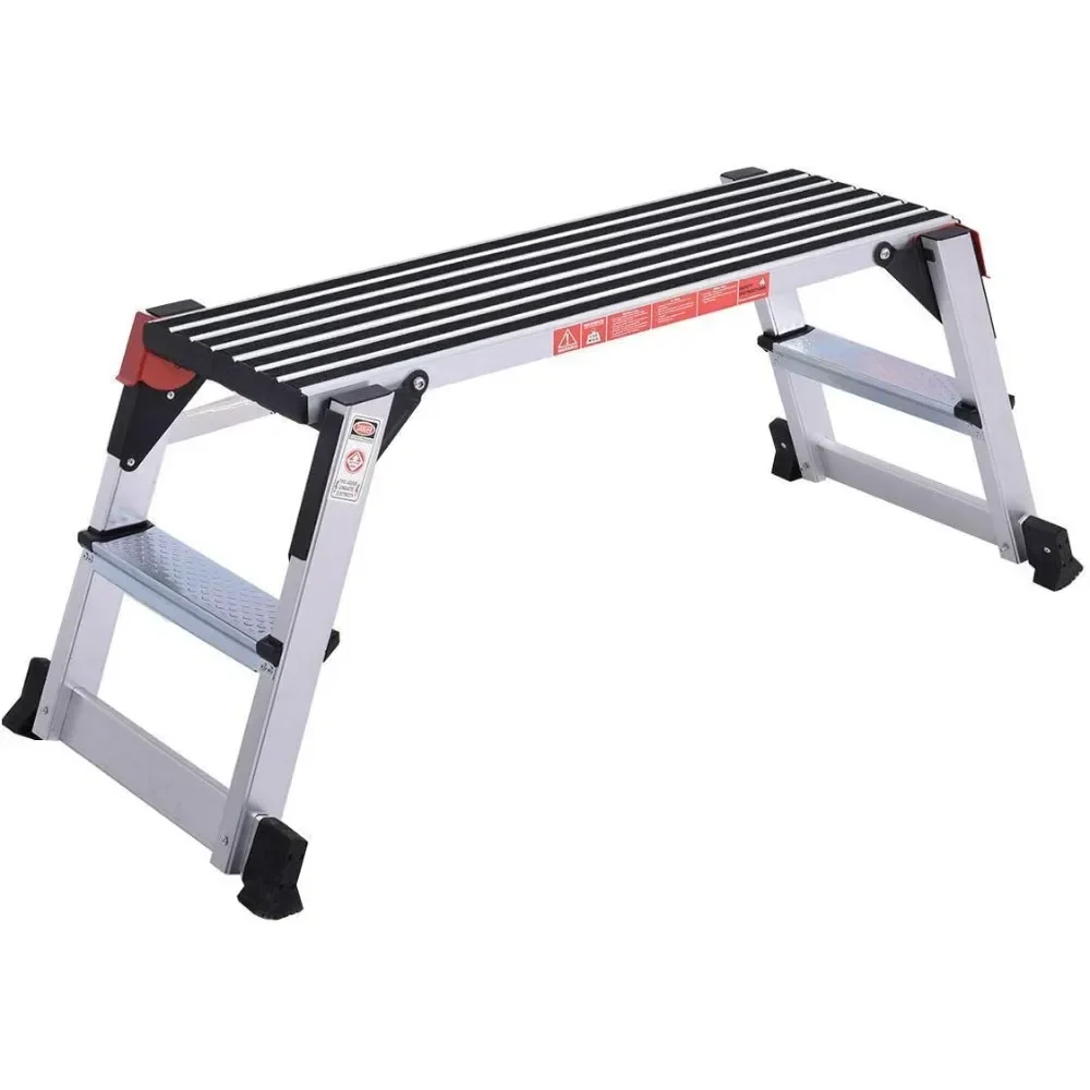 Aluminum Platform Non-Slip Folding Work Bench, Drywall Stool Ladder, 330lbs Capacity for Versatile Use