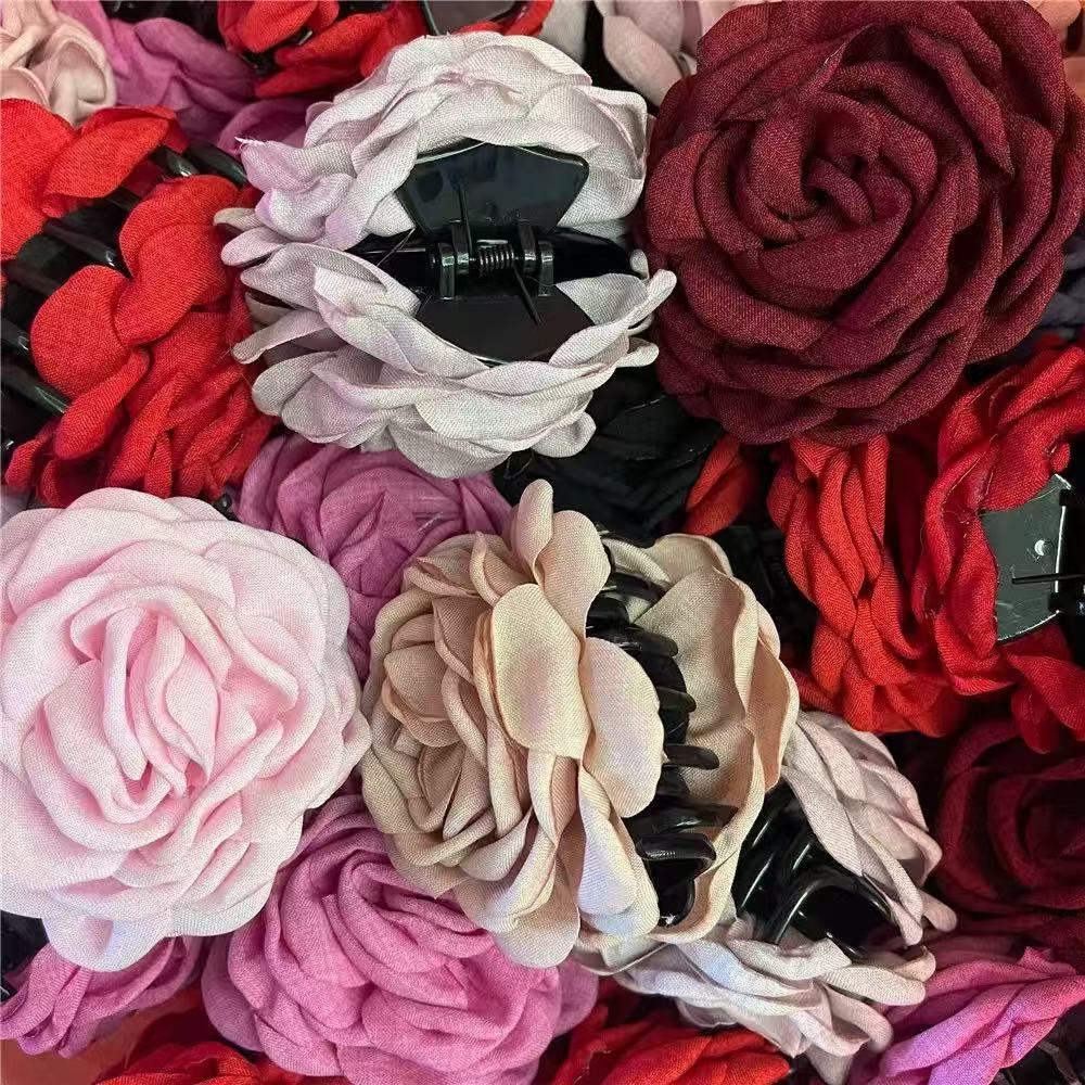 Stereoscopische Rose Flower Hair Clip voor vrouwen Elegante achterkant van het hoofd Haar Shark Clip Modieuze meisjeshaaraccessoires
