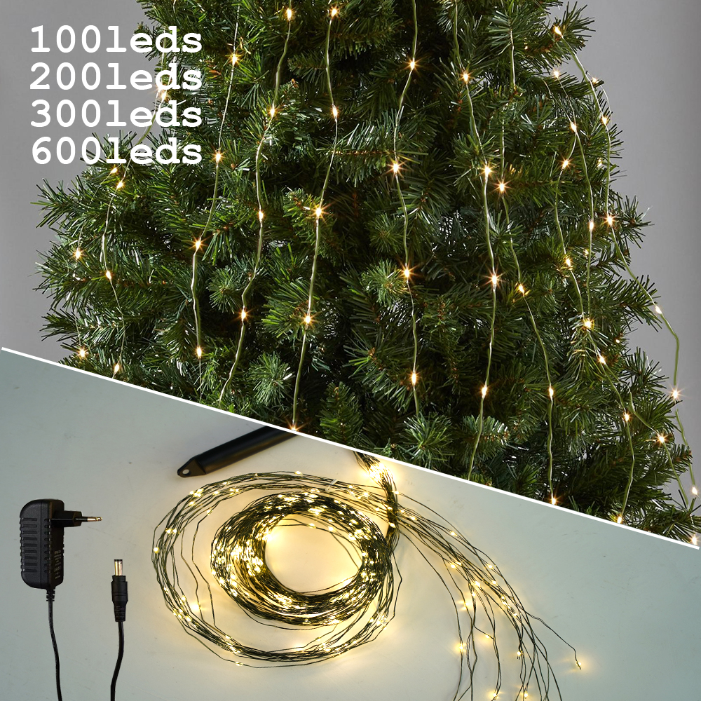 Lampki choinkowe kurtyna girlanda żarówkowa światło wodospad dekoracja zewnętrzna 2M 100-600LED wróżka Led girlanda na drzewo przyjęcie w ogrodzie wakacje