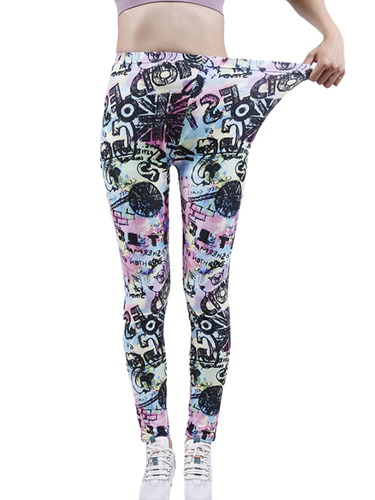Mallas estampadas con dibujos animados para mujer, Leggings elásticos, Punk, Rock, discoteca, ropa de noche, 9 estilos