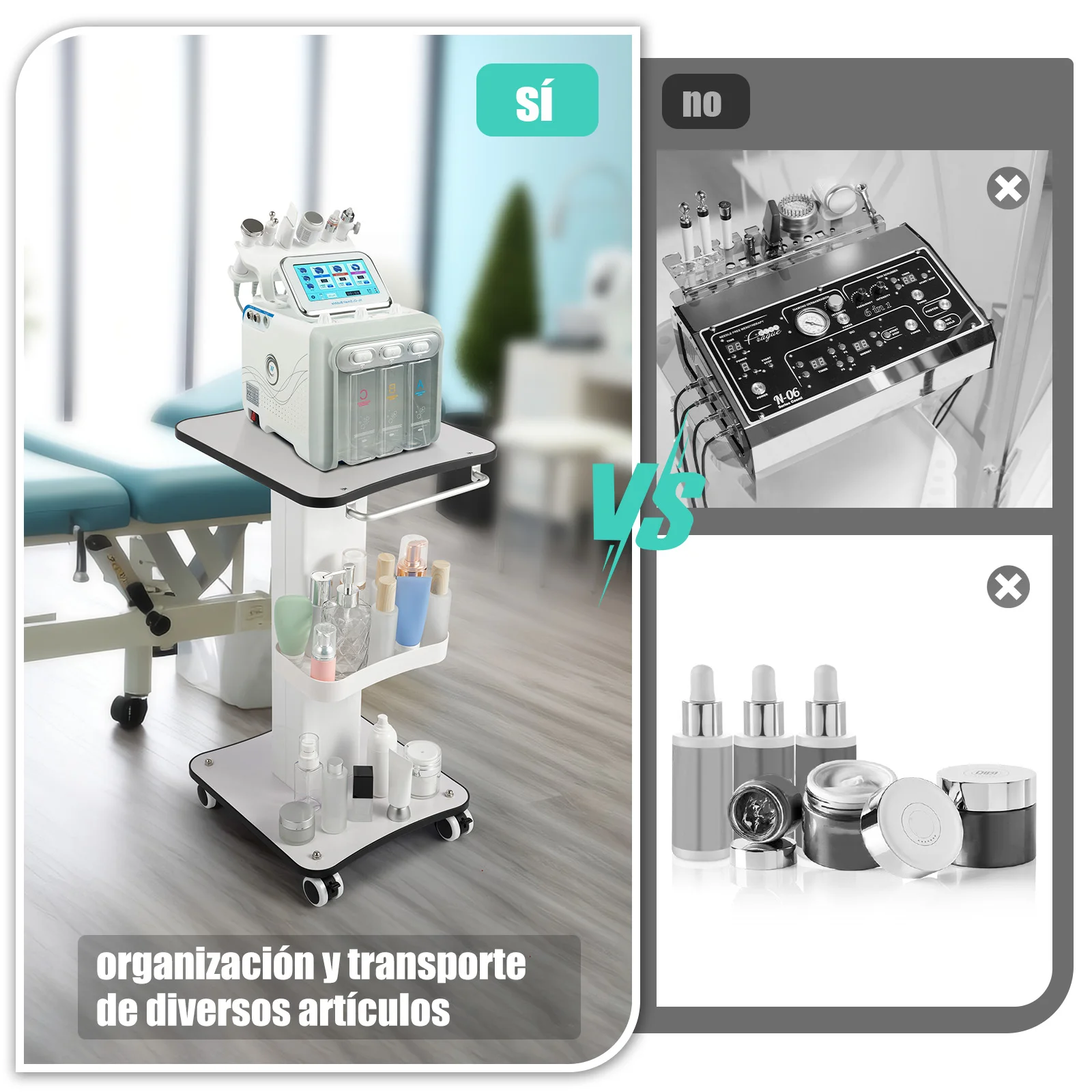 Bianco 34*38*69 cm Legno Metallo Salone di bellezza Carrello Carrello Parrucchiere Utensili Barbiere medico Negozi Ospedali Cliniche Spas Labs