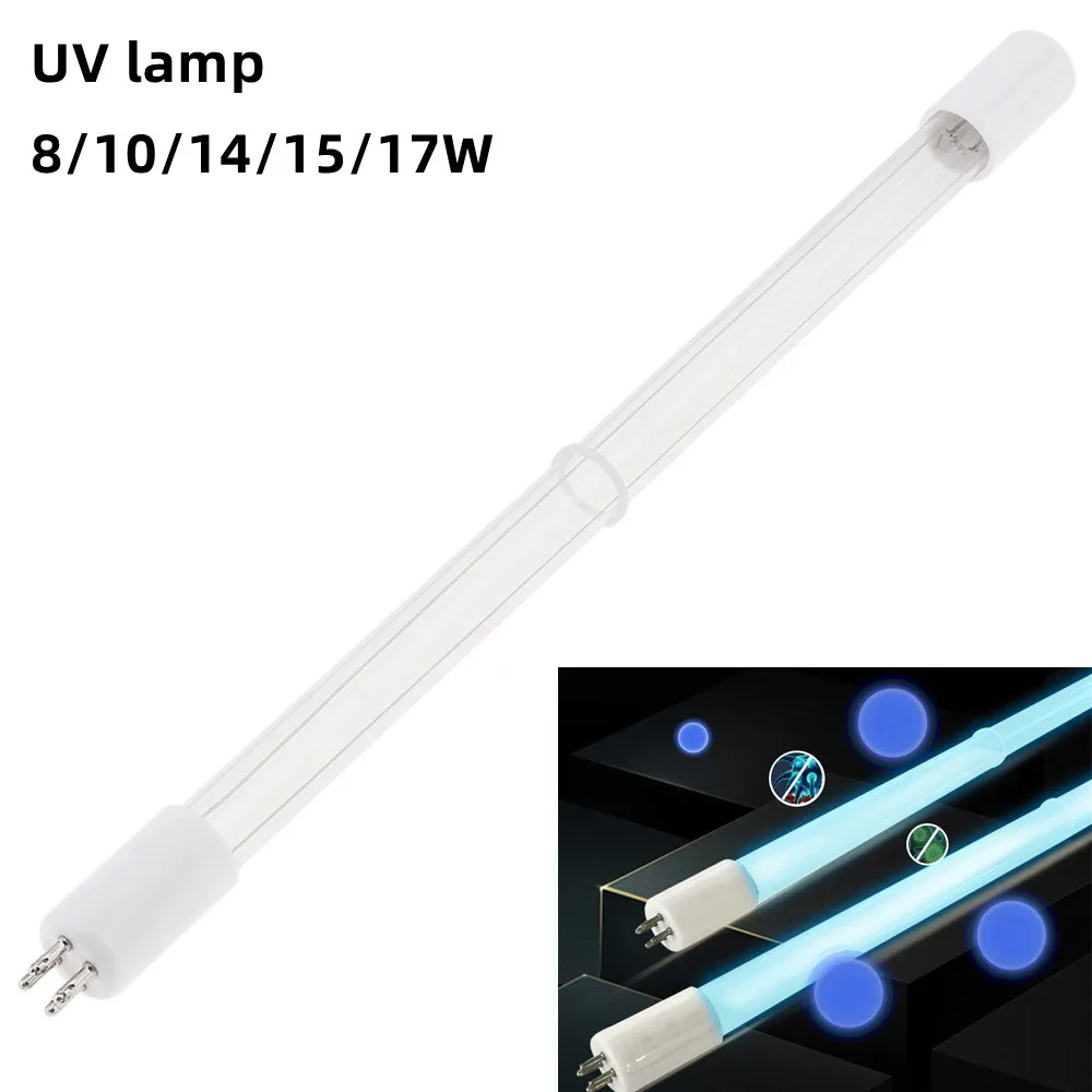 Lámpara esterilizadora UV G10q 8W 10W 15W 17W, filtro ultravioleta con tubo recto y 4 agujas de un solo extremo para equipos de aire