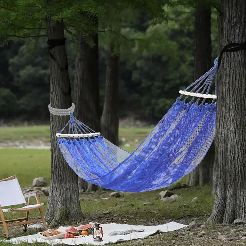 ผ้าไหมน้ําแข็งCamping Hammock Breathableตาข่ายเปลญวนผ้าไหมน้ําแข็งSwingเตียงแขวนทนทานแบบพกพาCooling HammockเตียงสําหรับGarden