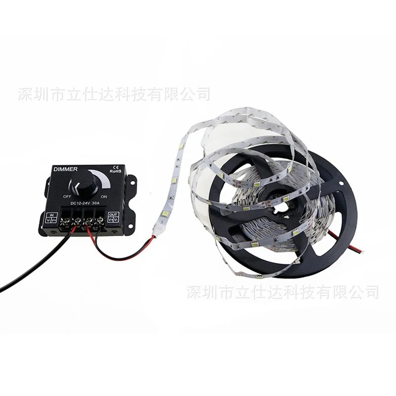 Interruptor de atenuación LED, regulador de voltaje, controlador ajustable para lámpara de tira de luz LED 360, 30A, 5050 W, cc 12V-24V