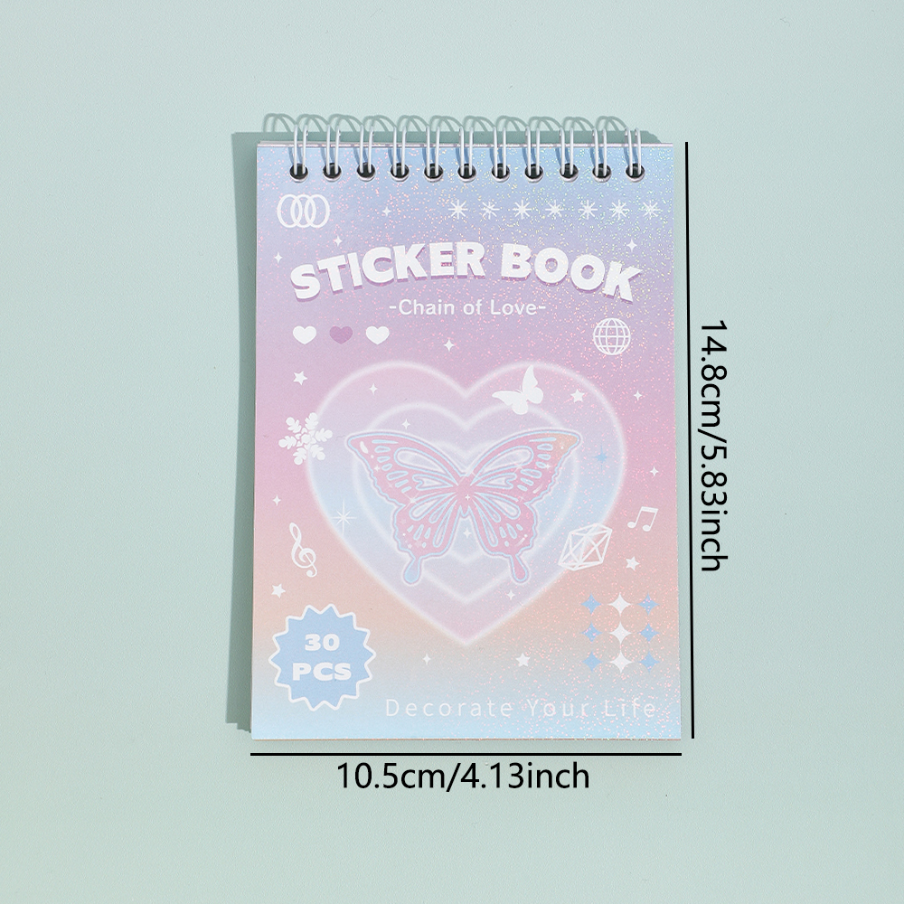 สติกเกอร์กระดาษสมุด30แผ่นหลากสีน่ารักจินตนาการ30แผ่นสติกเกอร์ตกแต่งสมุดบันทึกที่สวยงามแบบทำมือ