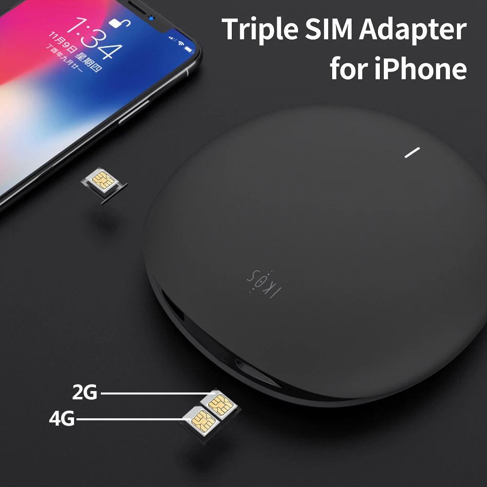 IKOS-adaptador de red SIM W3600 4G, tarjeta Dual, modo de espera Dual, compatible con iPhone y Android, soporta datos de uso