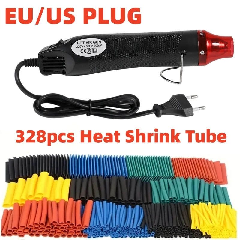 300w Heißluft-Heißluft pistole 328 stücke Schrumpf schlauch mit Heißluftpistolen-Kit eu us 110v 220v Schrumpfschlauch-Kit 2:1