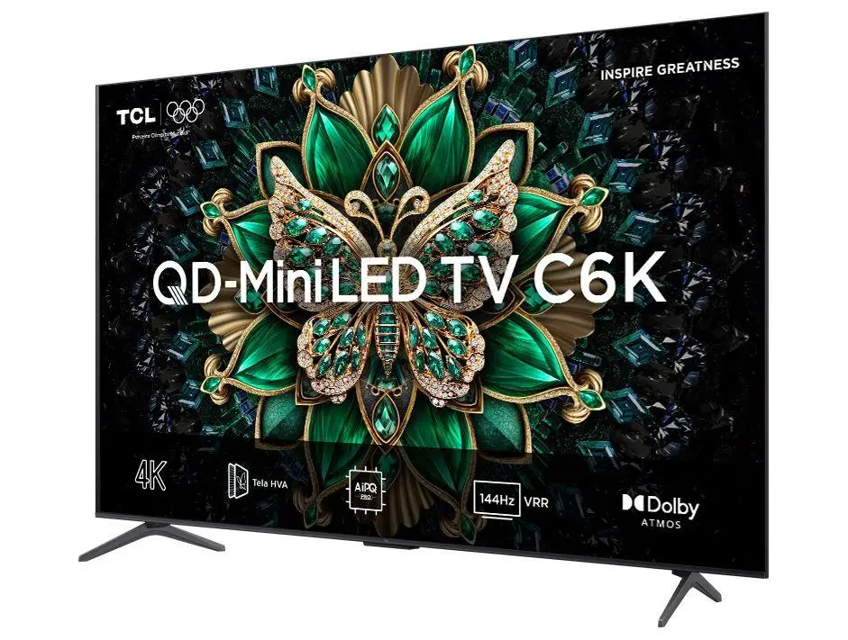 Smart TV  65" TCL 4K UHD MiniLED 65C6K 120Hz Google TV AiPQ Google Assistente 4 HDMI 2 USB