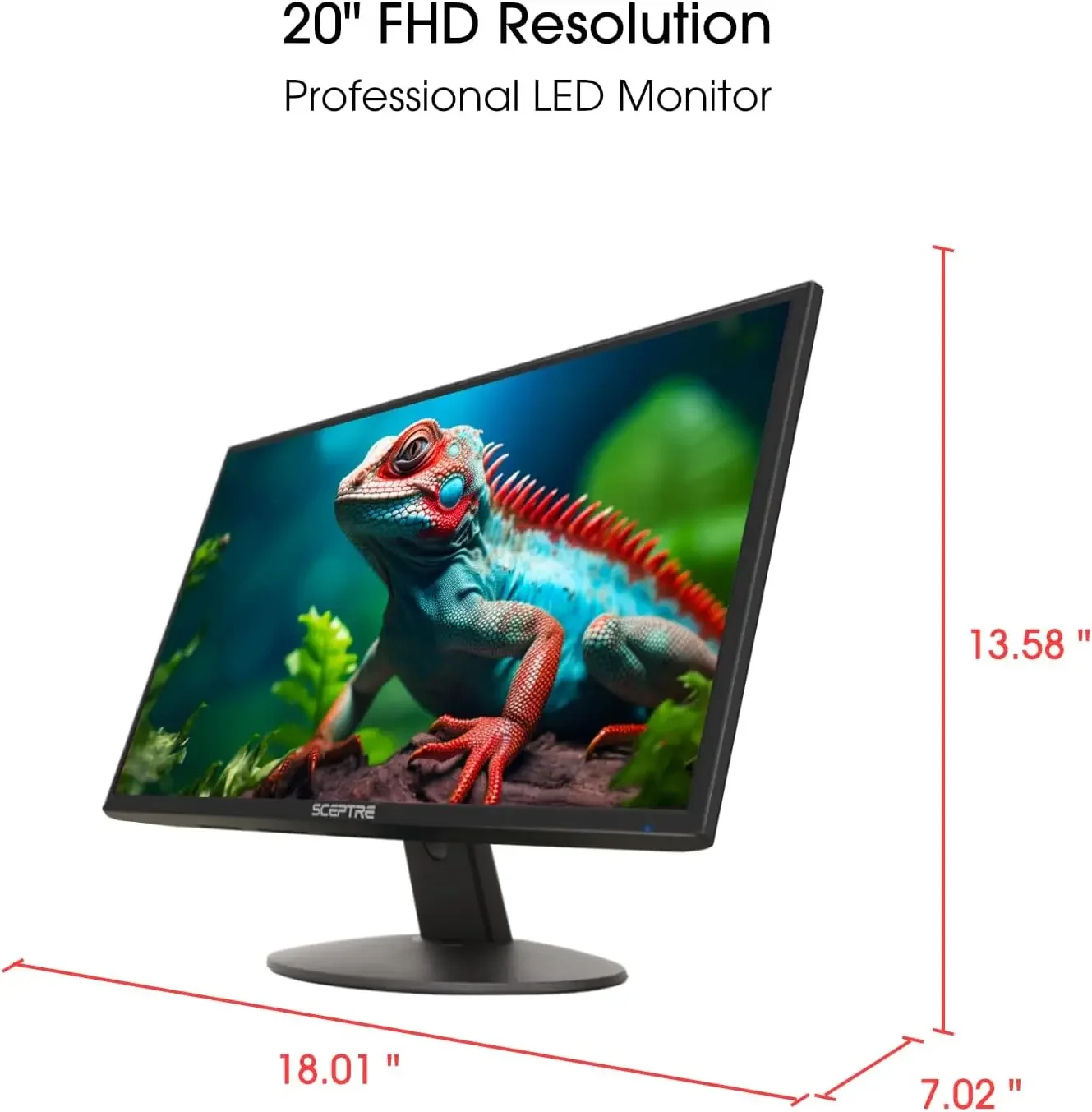 1600x900 75Hz Ultra Thin LED Monitor 2x HDMI VGA Built-in Speakers, Machine Black Wide Viewing Angle 170°
