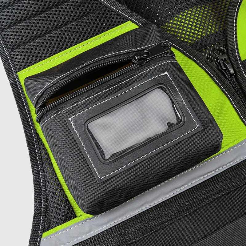 Abbigliamento da lavoro Gilet per attrezzi da lavoro completo Gilet di sicurezza riflettente con multitasche e cerniera Gilet per attrezzi resistente per elettricisti