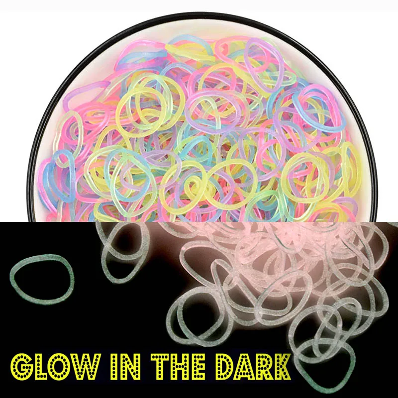 600 Stücke DIY Neue Leuchtende Gummi Webstuhlbänder Armbänder für Liebhaber Freundschaft Hand Armreifen Fluoreszierende Nacht Leuchtende Gummiband Wri