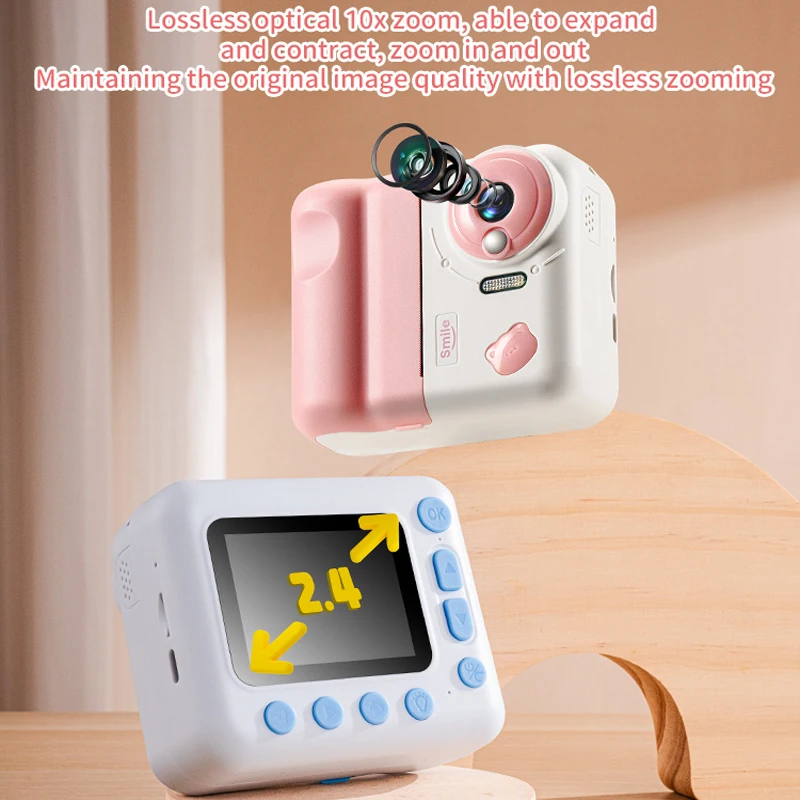 Children Digital Instant Print Camera Toys for Kids Photo Video Thermal Printing Camera with 32G Memory Card 3 Rolls Print Paper