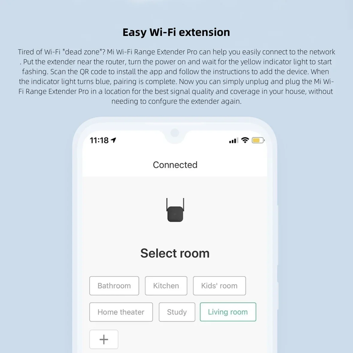 Xiaomi Pro 300Mbps WiFi Extender  Booster 2.4G Wireless Repeater, Dual Antenna Network Signal Amplifier for Home Router Coverage