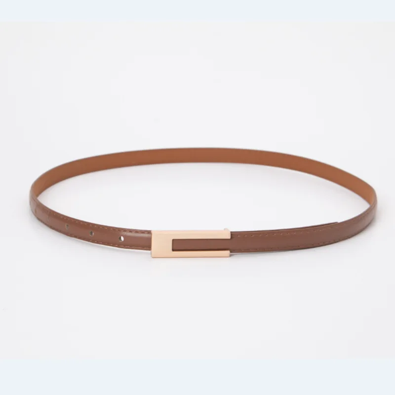 ผู้หญิงเกาหลีแฟชั่น PU หนังสายรัดเอวบางโลหะอุปกรณ์เสริม Basic เข็มขัดผู้หญิงสบายๆมีรูพรุนปรับเข็มขัดแฟชั่น