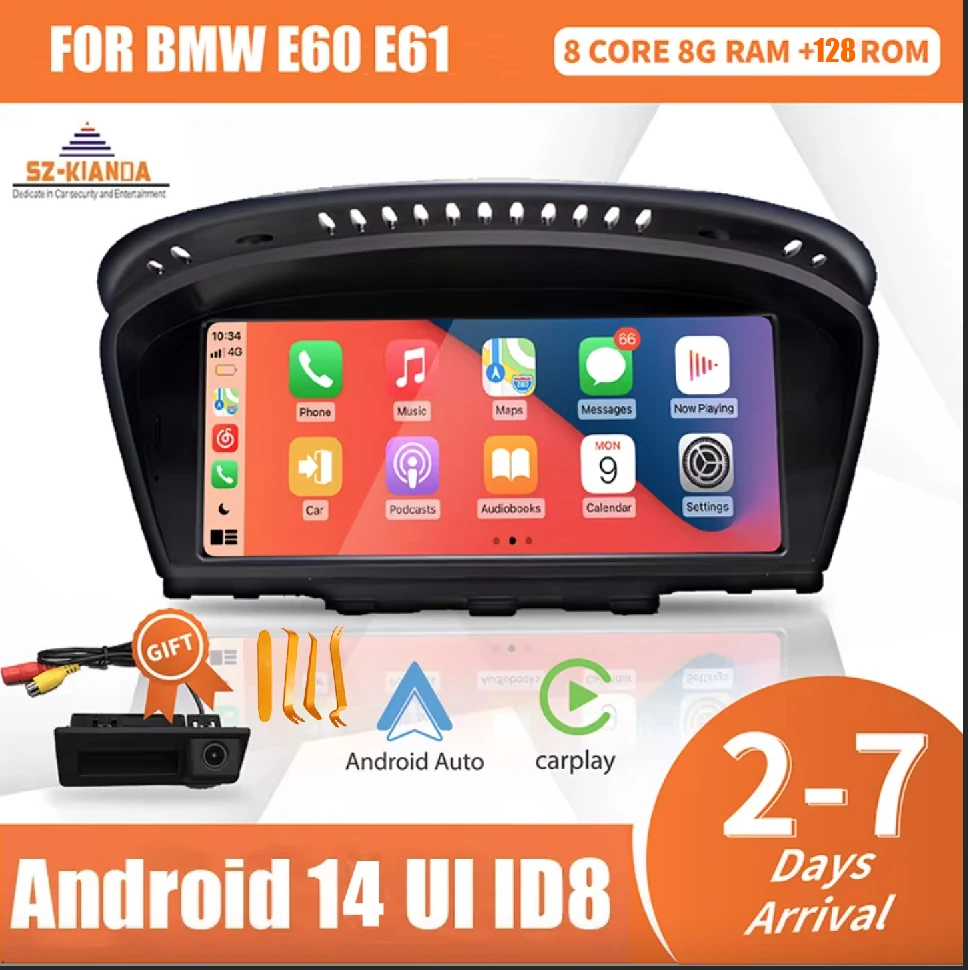 Multimedia inalámbrico Apple CarPlay Android 14 para coche BMW 5 3 Series E60 E61 E62 E63 E90 E91 E92 E93 CCC CIC Radio GPS 4G