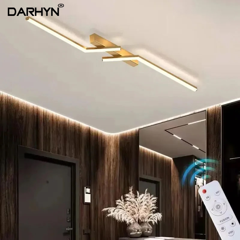 Luz de techo LED moderna, 60/80/100/120CM, lámparas para sala de estar, comedor, dormitorio, linternas, iluminación de techo de líneas simples escandinavas