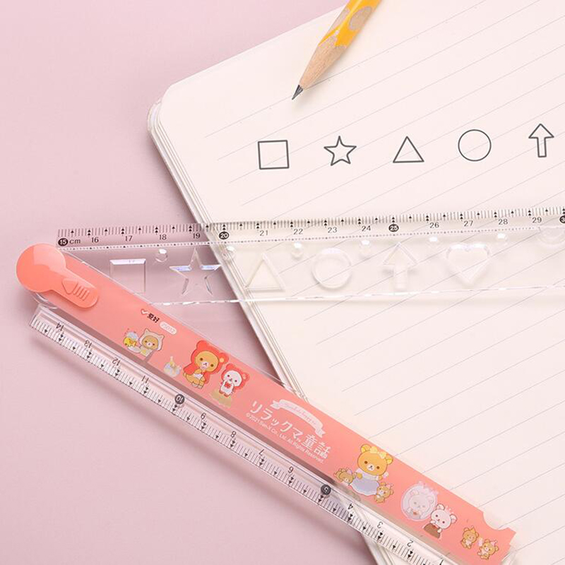 30cm Kawaii Bear Rulers Cute Foldable Straight Rulers Measuring Tool Korean Stationery Drawing Template School Office Supplies