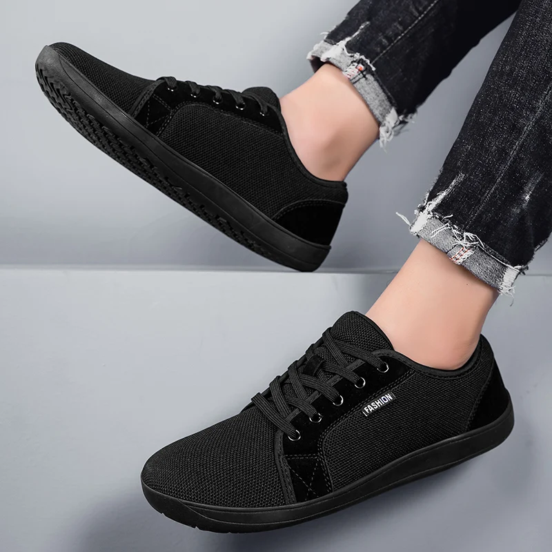 Herrenschuhe und Sportschuhe, breiter Zehenbereich, Barfuß, lässig, Übergröße, weit, letzte, modische Canvas-Schuhe mit flachem Boden und flachem Boden