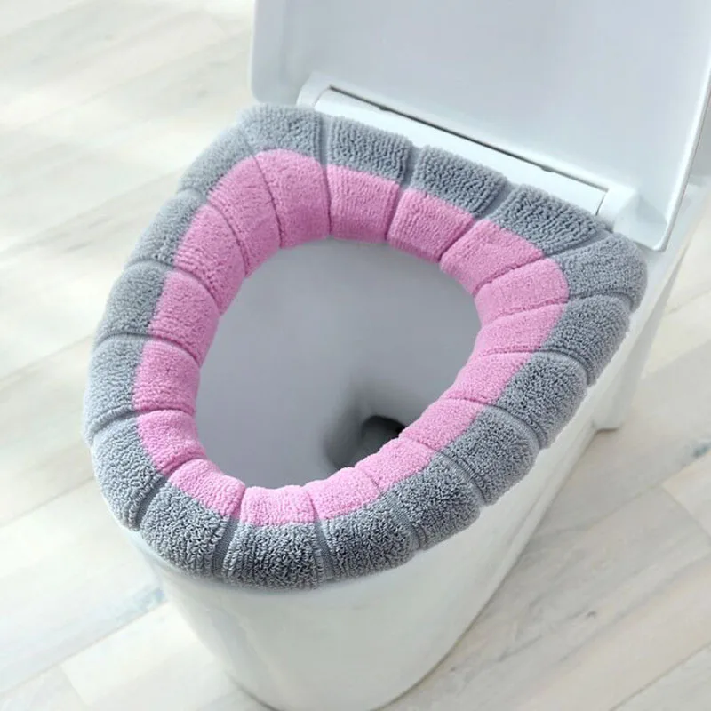 Funda cálida para asiento de inodoro, alfombrilla para inodoro, 1 pieza, accesorios de baño lavables, tejido de Color puro, almohadilla suave en forma de O