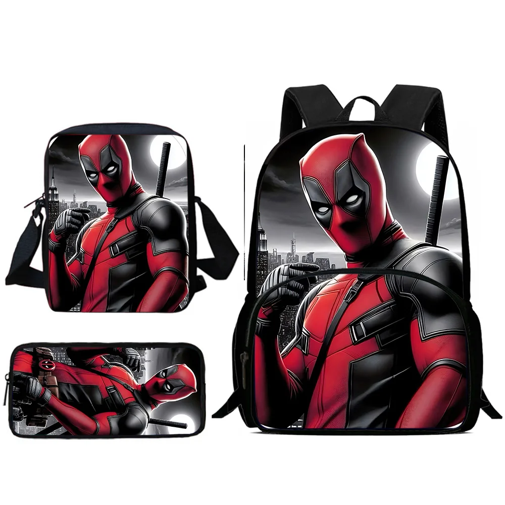 Deadpools Heroes キッズバックパック、ショルダーバッグ、ペンケース、男の子と女の子のための大容量スクールバックパック、最高のギフト