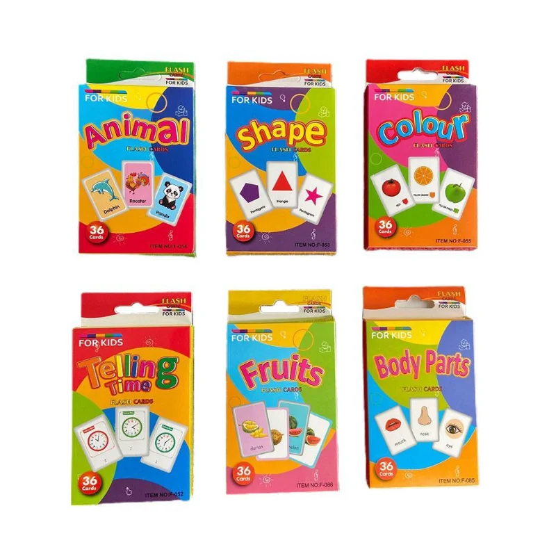 36pcs 어린이인지 카드 신체 부위 동물 과일 양면 Flashcards 몬테소리 베이비 키즈 조기 교육 장난감 선물