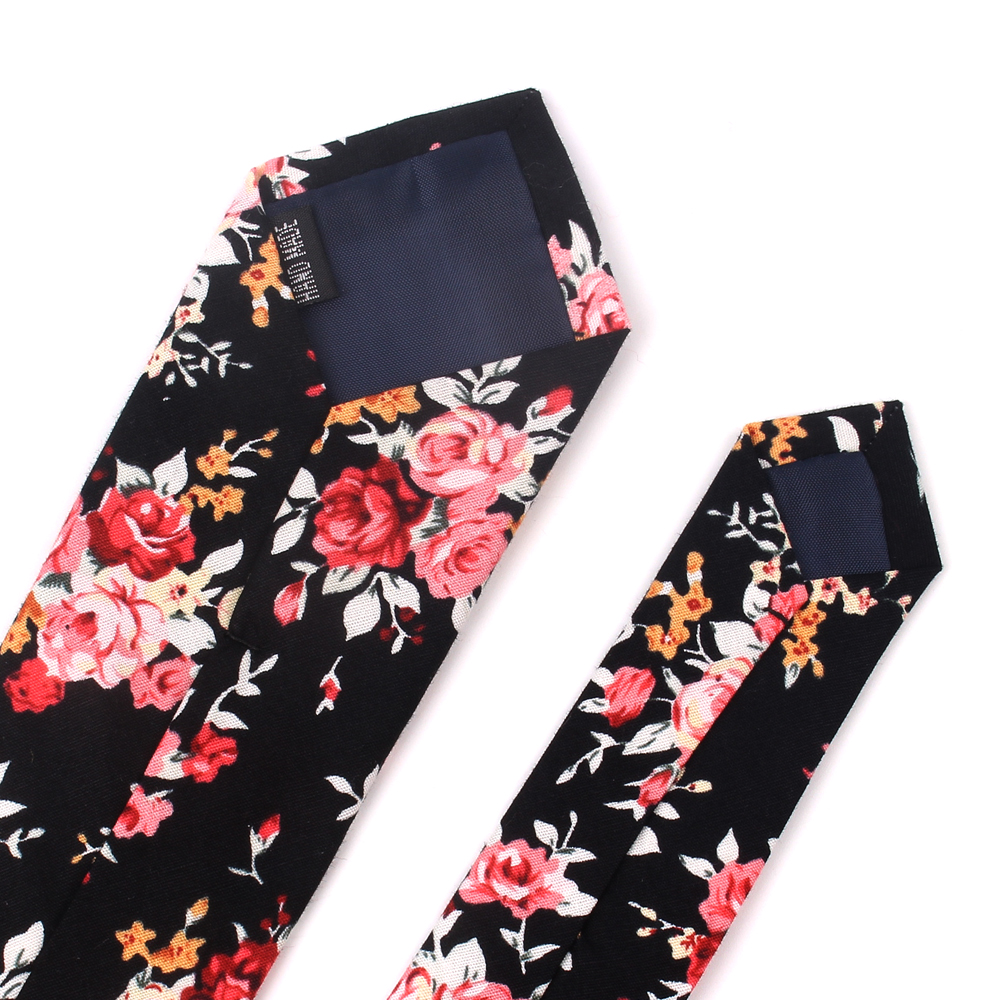 Nouveaux cravates en coton à fleurs décontractées et ensembles carrés de poche imprimé de fleurs cravate maigre pour hommes cravate de cou pour hommes cravates minces de 6 cm