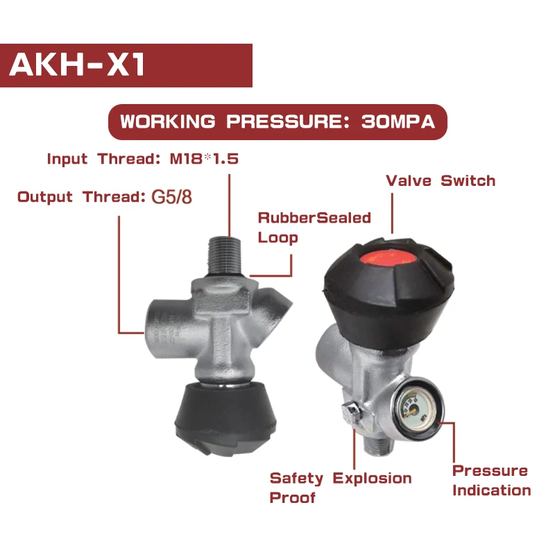 ACECARE AKH-X1 Valvola misurata 30Mpa ad alta pressione per immersioni subacquee