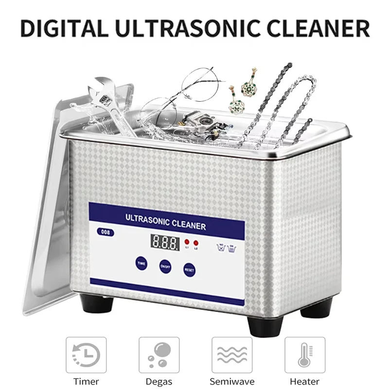 Limpiador ultrasónico, máquina de limpieza de gafas para joyería, relojes, herramienta para dentadura, baño de lavado con vibración ultrasónica de alta frecuencia