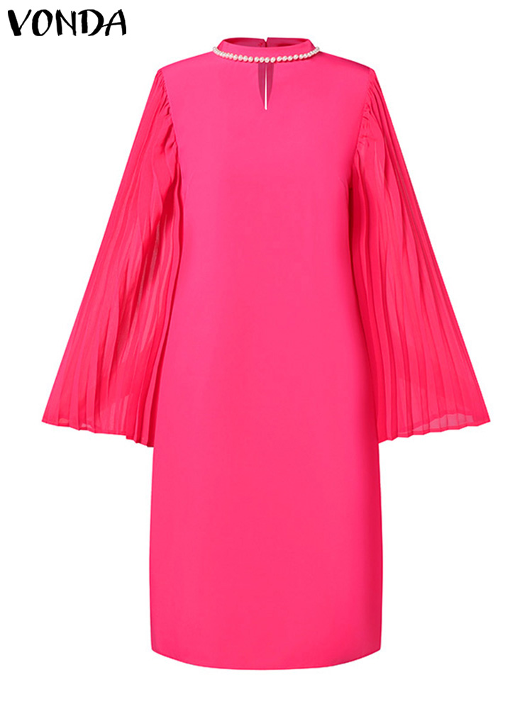 Vonda-女性の無地のフレアスリーブのサンドレス,イブニングドレス,エレガントなイブニングドレス,カジュアルドレス,ラージサイズ,5xl,ヴィンテージ,2024