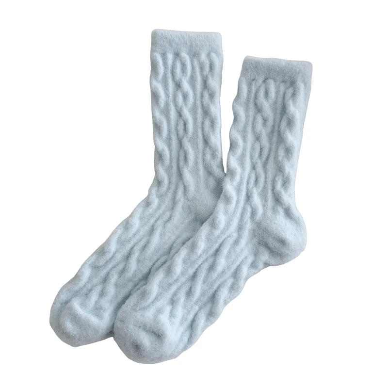 Calcetines cálidos para mujer, moda japonesa de invierno, calcetines mullidos de Color sólido para niñas, calcetines gruesos y bonitos para el hogar, calcetines suaves Kawaii para otoño