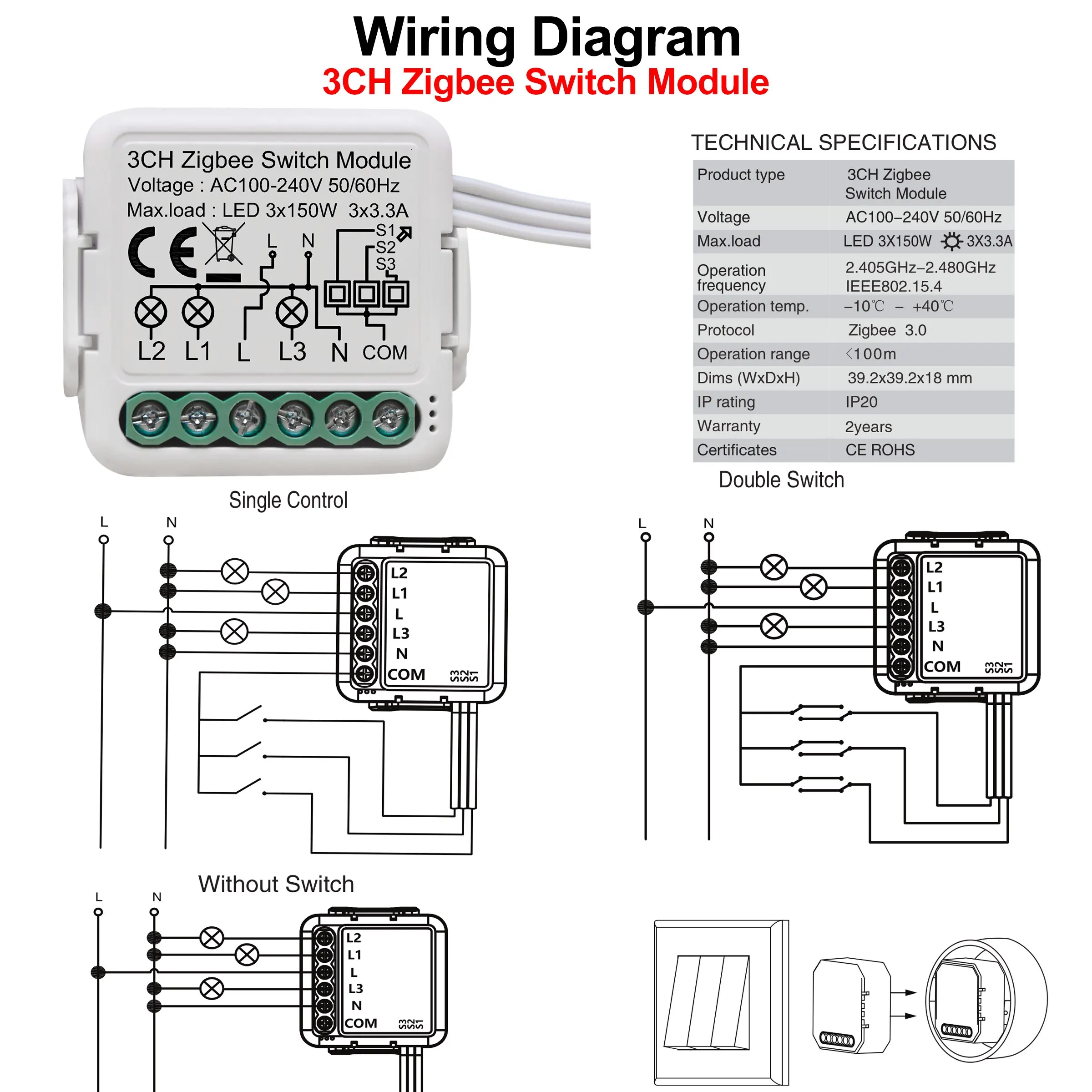 Girier Tuya ZigBee 3,0 Switch-Modul 10a Smart Home DIY Breaker 1 2 3 4 Gang unterstützt 2-Wege-Steuerung funktioniert mit Alexa Google Home