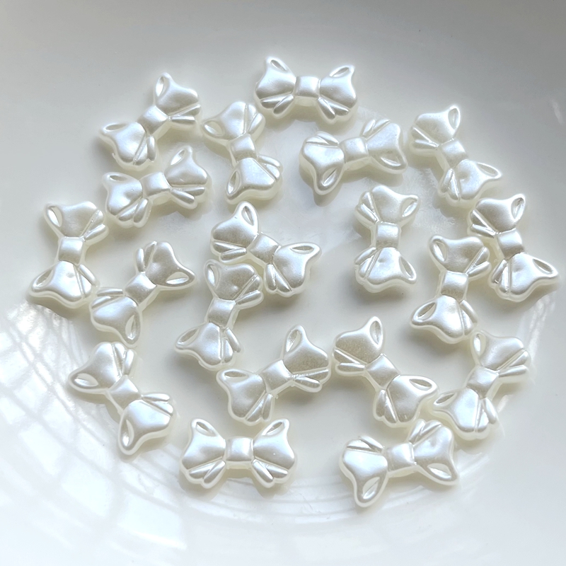30pcs ABS Butterfly Knot Loose Beads White Straight Hole DIY Beads Handmade Material Accessories  pearl beads