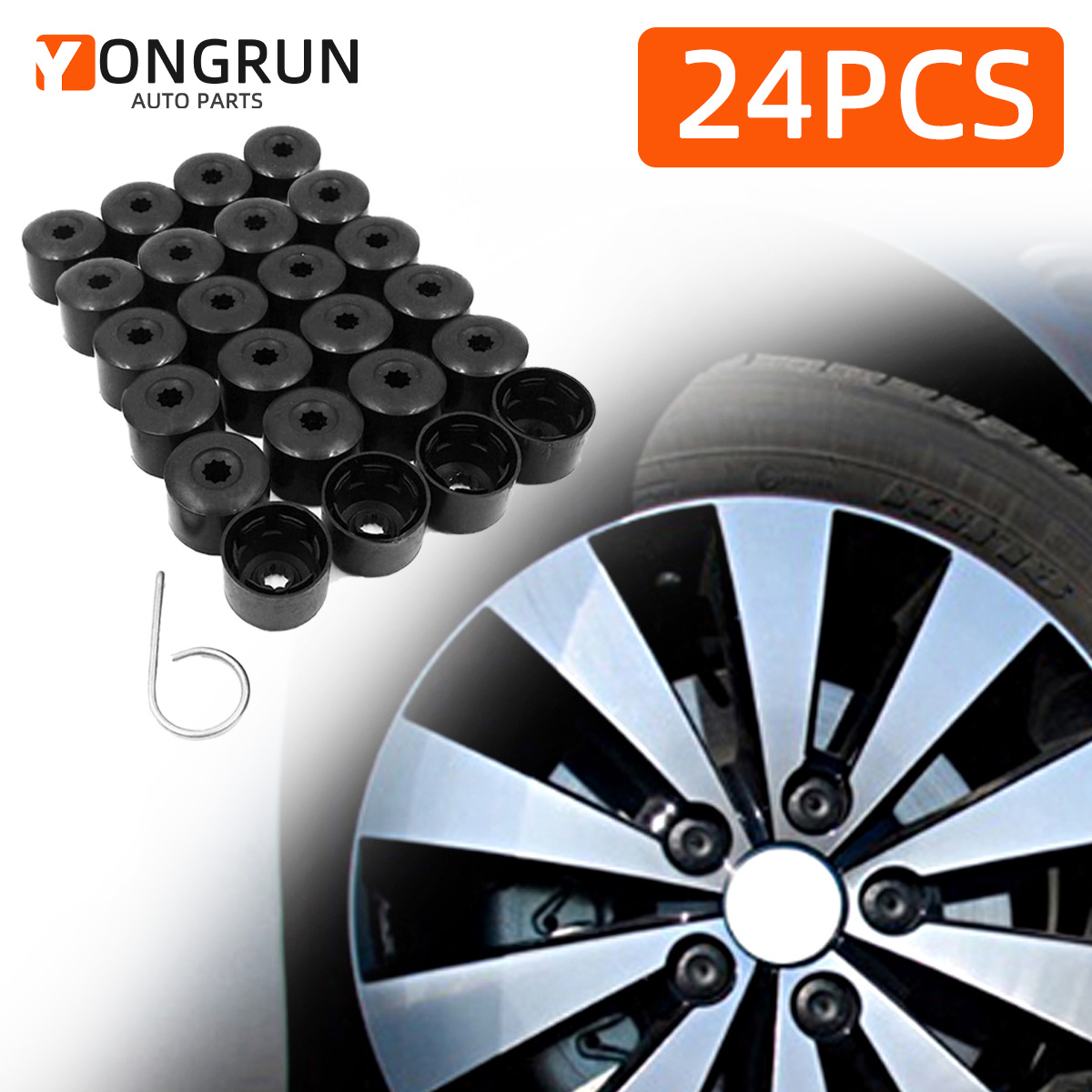 24 peças 17mm adequado para modelos volkswagen cubo de roda tampa contra poeira tampa de parafuso pneu anti-roubo tampa de parafuso tampa decorativa