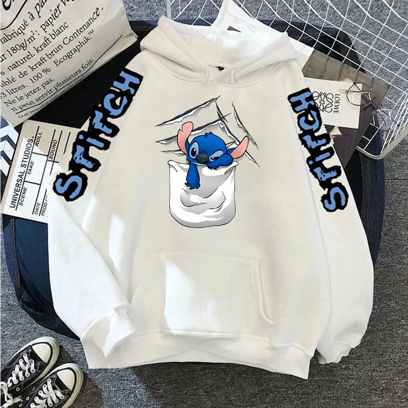 Disney lilo stitch outono feminino moletom com capuz de manga comprida roupas femininas y2k casual moletom com capuz