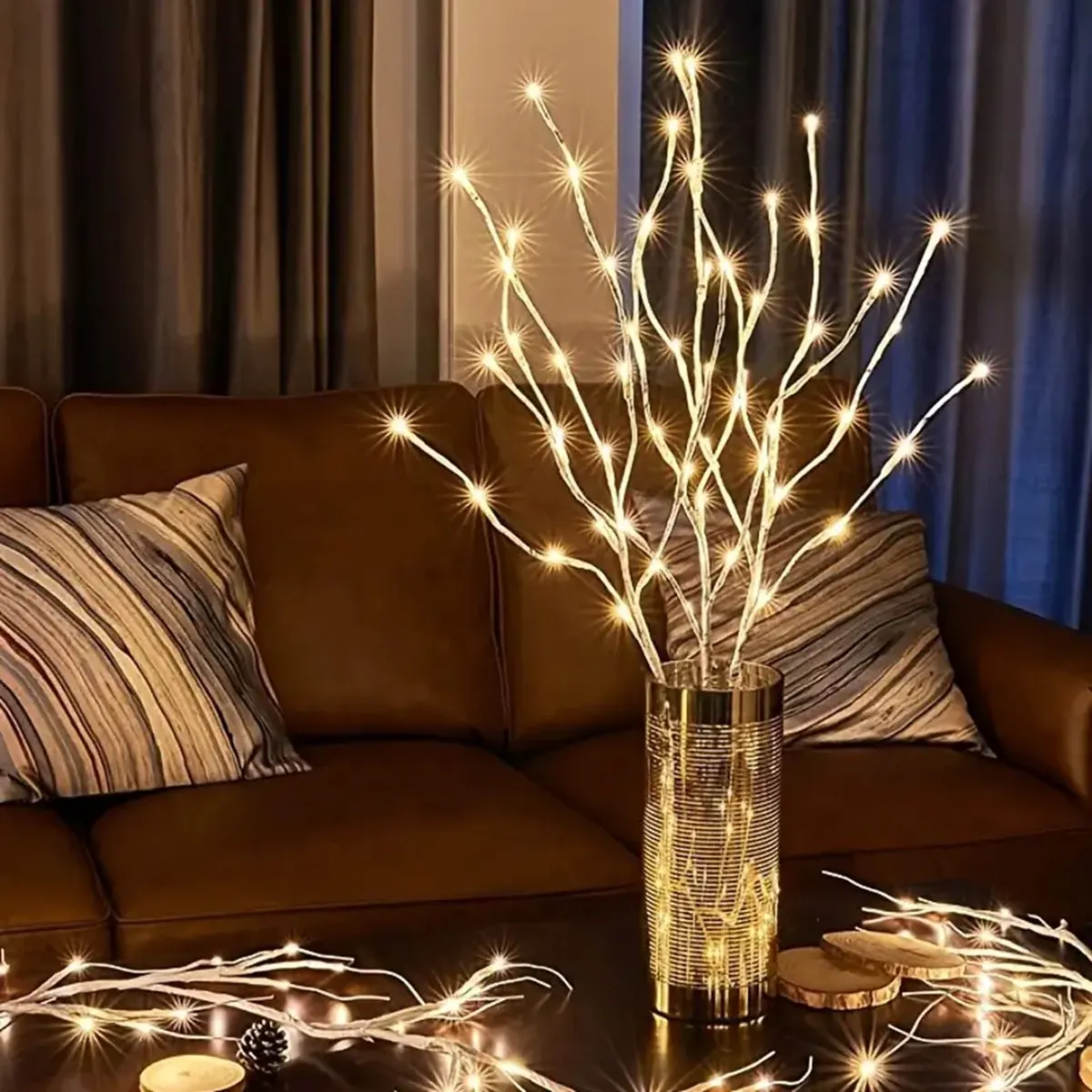 1 PC White Birch สาขาไฟ LED เทศกาลไฟแบตเตอรี่ดําเนินการสําหรับคริสต์มาสปาร์ตี้งานแต่งงานตกแต่ง Twig ไฟกลางแจ้ง