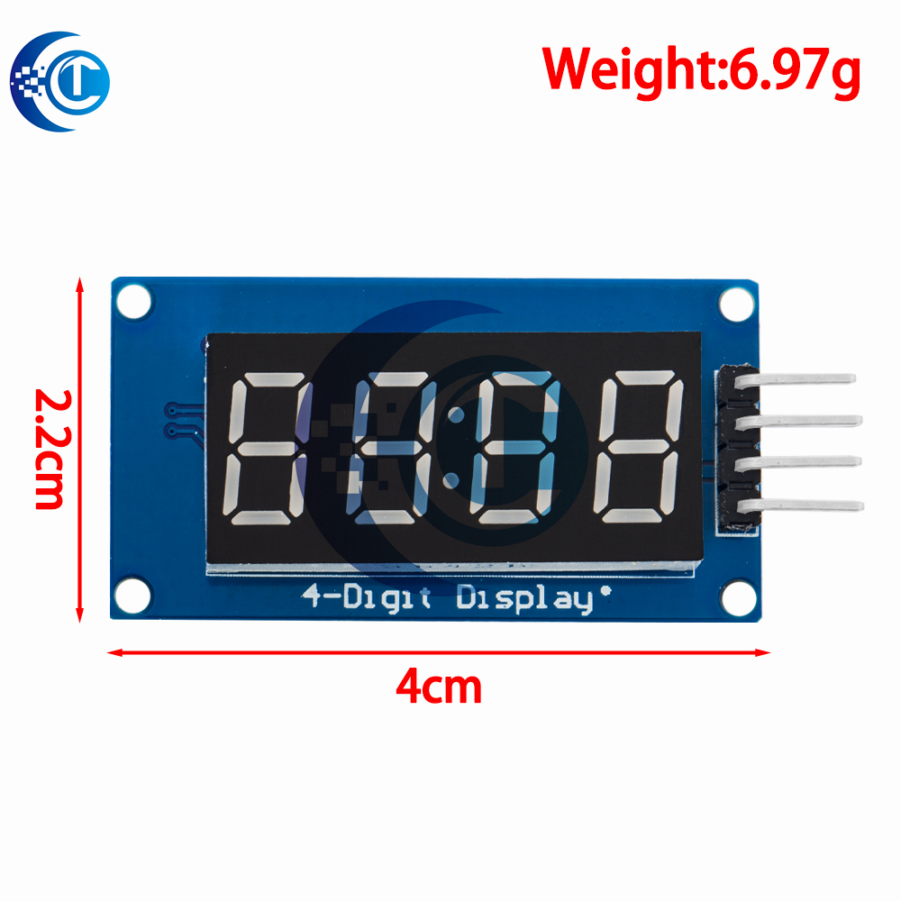 Módulo de pantalla LED digital TM1637 de 4 bits para Arduino: tubo de ánodo rojo de 7 segmentos de 0,36 pulgadas con paquete de cuatro tarjetas de controlador de serie